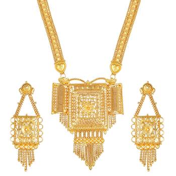 Asmitta Traditional 1 Gram Gold Plated Necklace Set For Women 1
