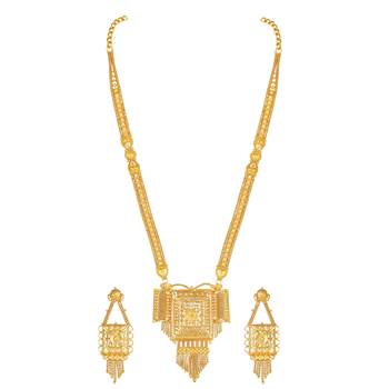 Asmitta Traditional 1 Gram Gold Plated Necklace Set For Women 3