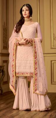 Pink embroidered net salwar 1