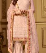 Pink embroidered net salwar
