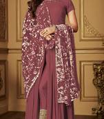 Dark-pink embroidered georgette salwar