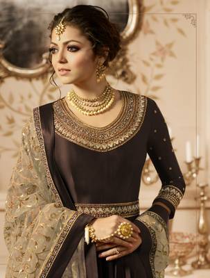 Brown embroidered satin salwar 2