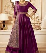 Purple embroidered satin salwar