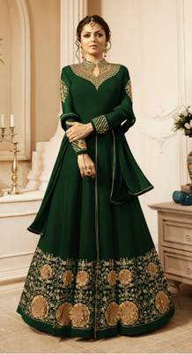 Green embroidered georgette salwar 1