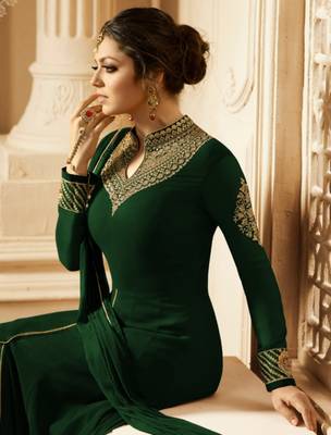 Green embroidered georgette salwar 2