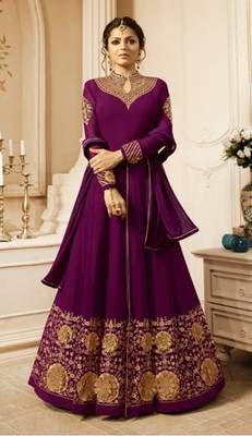 Purple embroidered georgette salwar 1