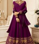 Purple embroidered georgette salwar