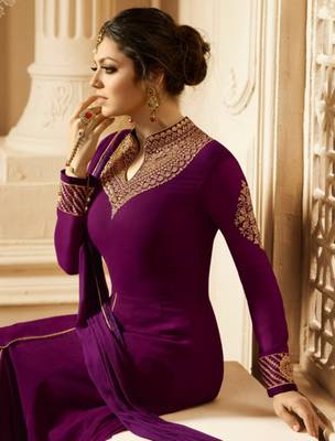 Purple embroidered georgette salwar 2