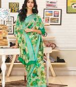 Green woven linen saree with blouse