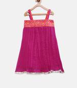 Pink woven georgette kids-frocks