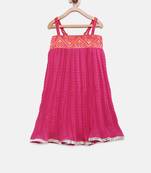 Red woven georgette kids-frocks