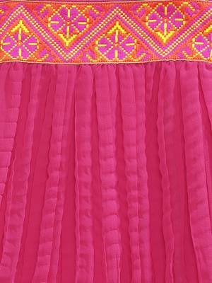 Red woven georgette kids-frocks 3