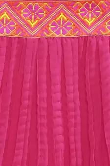 Red woven georgette kids-frocks