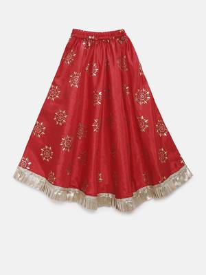 Red embroidered polyester girls-top-bottom 3
