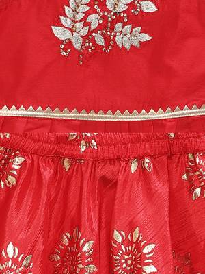Red embroidered polyester girls-top-bottom 4