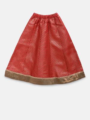 Red embroidered kids lehenga set 3