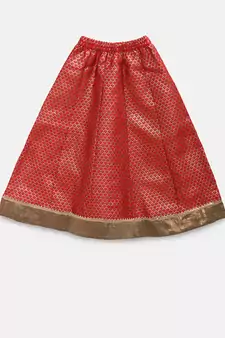 Red embroidered kids lehenga set