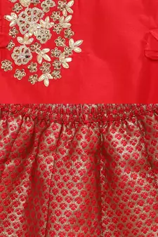 Red embroidered kids lehenga set