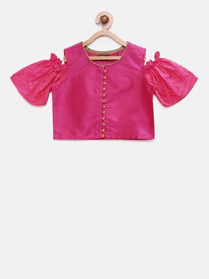 Pink printed jaquard girls-top-bottom 2