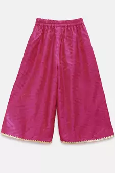 Pink printed jaquard girls-top-bottom