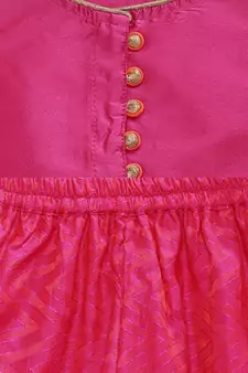 Pink printed jaquard girls-top-bottom