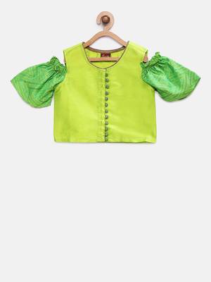 Green printed jaquard girls-top-bottom 2