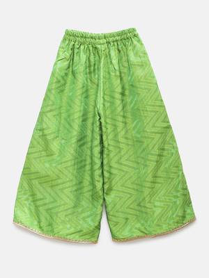 Green printed jaquard girls-top-bottom 3