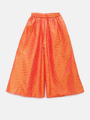 Orange printed jaquard girls-top-bottom 3