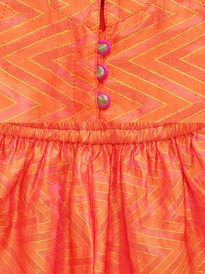 Orange printed jaquard girls-top-bottom 4