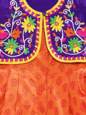 Purple embroidered cotton girls-top-bottom 4
