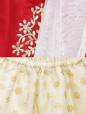 Red embroidered polyester girls-top-bottom 4
