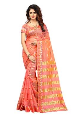Pink Woven Brasso Saree With Blouse 1