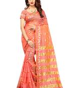 Pink Woven Brasso Saree With Blouse
