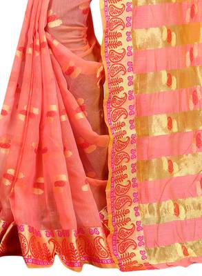 Pink Woven Brasso Saree With Blouse 3