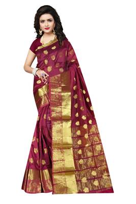 Maroon Woven Banarasi Silk Saree With Blouse 1