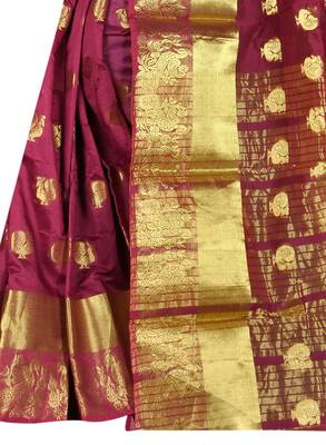 Maroon Woven Banarasi Silk Saree With Blouse 3