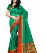 Green Woven Banarasi Silk Saree With Blouse