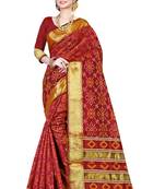Maroon Woven Cotton Silk Saree With Blouse