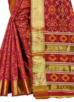 Maroon Woven Cotton Silk Saree With Blouse 3