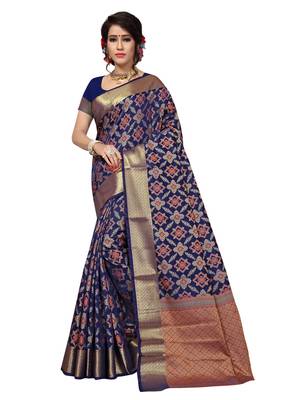 Blue Woven Patola Saree With Blouse 1
