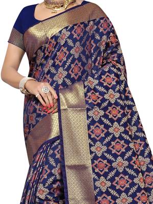 Blue Woven Patola Saree With Blouse 2