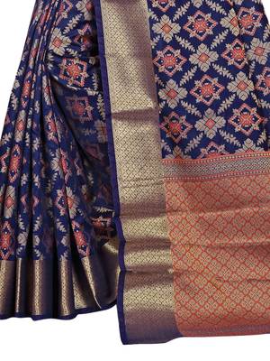 Blue Woven Patola Saree With Blouse 3