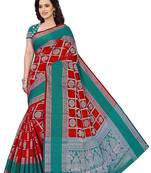 Red Woven Cotton Silk Saree With Blouse
