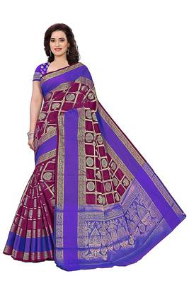 Maroon Woven Cotton Silk Saree With Blouse 1