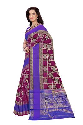Maroon Woven Cotton Silk Saree With Blouse 2