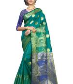 Green Woven Banarasi Silk Saree With Blouse
