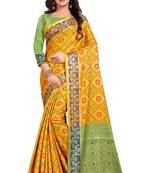 Yellow Woven Pure Kanjivaram Silk Saree With Blouse