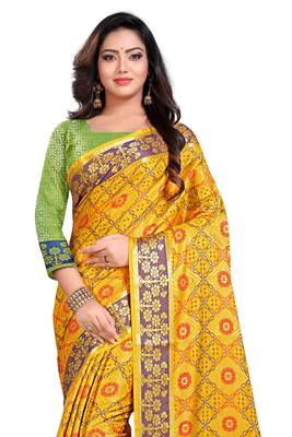 Yellow Woven Pure Kanjivaram Silk Saree With Blouse 2