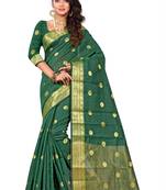 Green Woven Cotton Silk Saree With Blouse