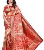 Red Woven Banarasi Silk Saree With Blouse